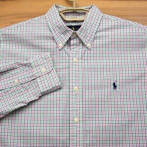 Ralph Lauren Shirt Mens Large Multicolor Plaid Button Down Classic Oxford Pony